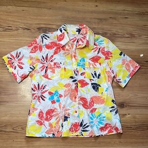 Allison Daley Red and Yellow Floral Blouse